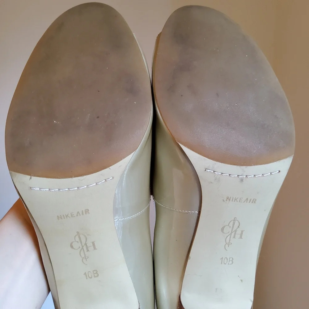 ✔️ NIKE AIR COLE HAAN LAINEY OPEN TOE PUMP GOLD METALLIC PATENT SIZE 10B - Picture 4 of 6